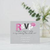 LOVE & KISSES Hot Pink Bat Mitzvah Reply Card RSVP Kaartje (Staand voorkant)