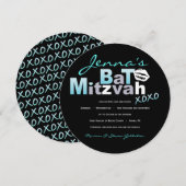 LOVE & KISSES Turquoise Bat Mitzvah Uitnodiging (Voorkant / Achterkant)