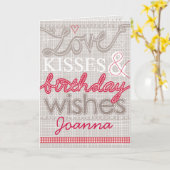 Love & Kisses verjaardagskaart Kaart (Gele Bloem)