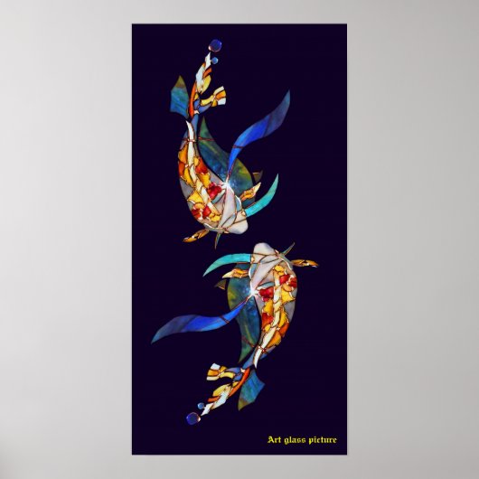 Love Kissing Koi fish Wedding Poster vertical (Voorkant)
