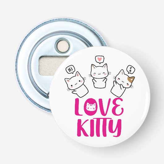 LOVE KITTY -It's too cute- Button Flesopener (Voorkant)