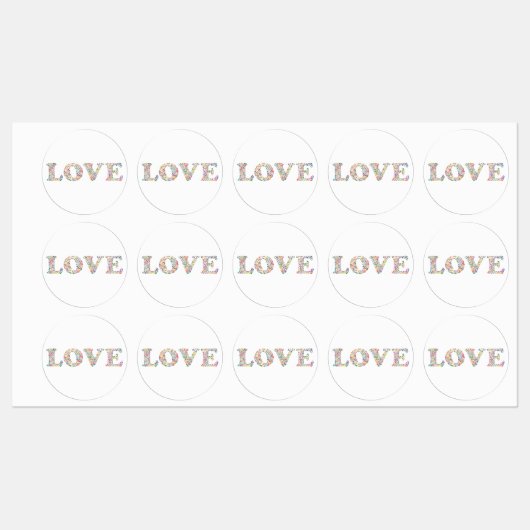 LOVE - kleurrijke koffiebonen Labels (Vel)