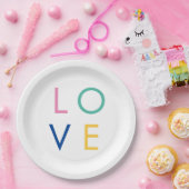 LOVE kleurrijke valentijn typografie Papieren Bordje (Feest)
