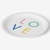 LOVE kleurrijke valentijn typografie Papieren Bordje (Gekanteld)