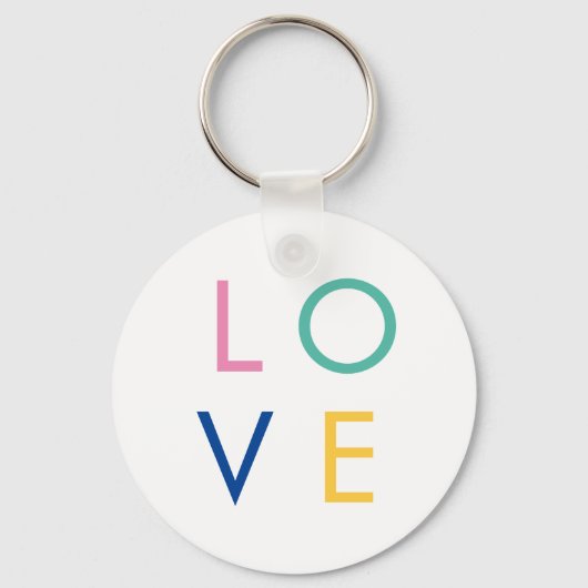 LOVE kleurrijke valentijn typografie Sleutelhanger (Voorkant)