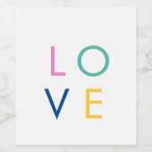 LOVE kleurrijke valentijn typografie Wijn Etiket (Enkel label)