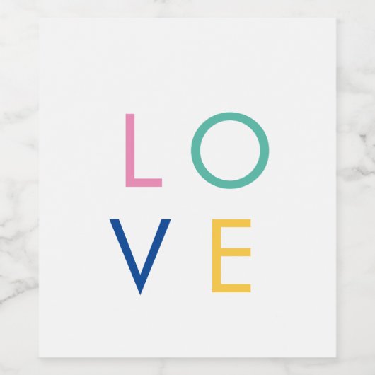 LOVE kleurrijke valentijn typografie Wijn Etiket (Enkel label)