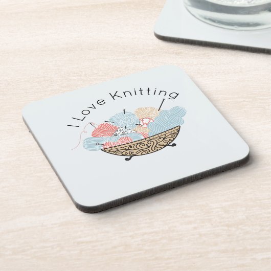 Love Knitting Yarn Bowl Bier Onderzetter (Linkerzijde)