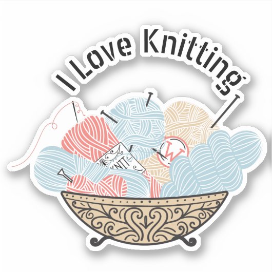 Love Knitting Yarn Bowl Sticker (Voorkant)