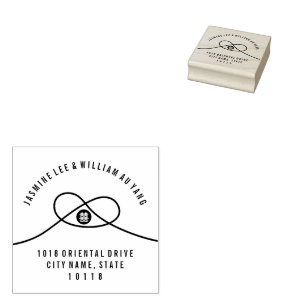Love Knot Double Happiness Chinese Wedding Address Rubberstempel