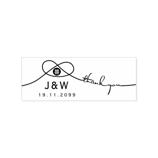 Love Knot Union Double Happiness Bedankt Weddensch Rubberstempel (Gestempeld)
