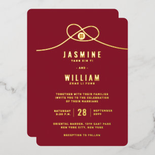 Love Knot Union Double Happiness Chinese Wedding F Folie Uitnodiging