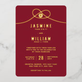 Love Knot Union Double Happiness Chinese Wedding F Folie Uitnodiging (Voorkant)