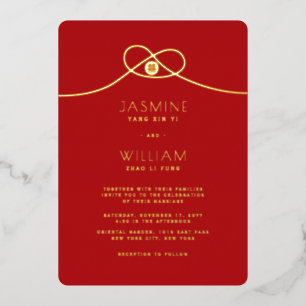Love Knot Union Double Happiness Chinese Wedding Folie Uitnodiging