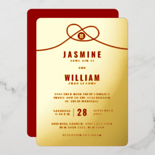 Love Knot Union Double Happiness Chinese Wedding Folie Uitnodiging