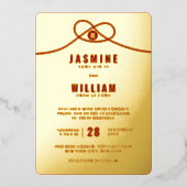 Love Knot Union Double Happiness Chinese Wedding Folie Uitnodiging (Voorkant)