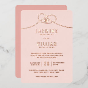 Love Knot Union Double Happiness Chinese Wedding Folie Uitnodiging