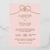 Love Knot Union Double Happiness Chinese Wedding Folie Uitnodiging (Voorkant)