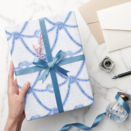Love Knots Blauw Touw Wrapping Papier