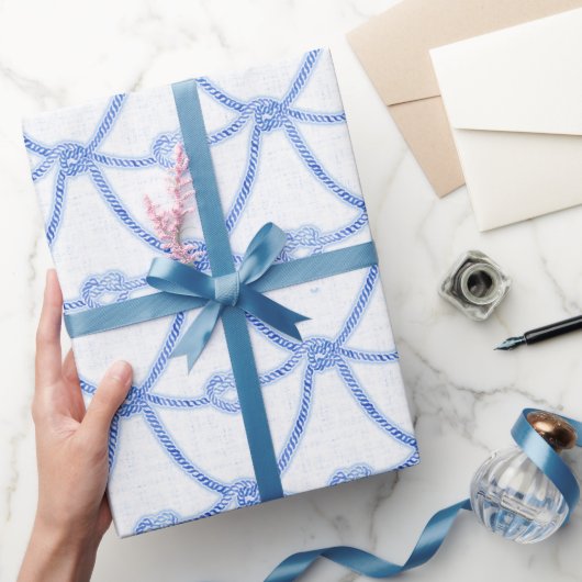 Love Knots Blauw Touw Wrapping Papier (Geschenken)