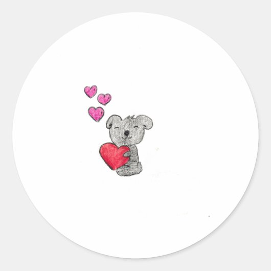 Love Koala Beer Ronde Sticker (Voorkant)