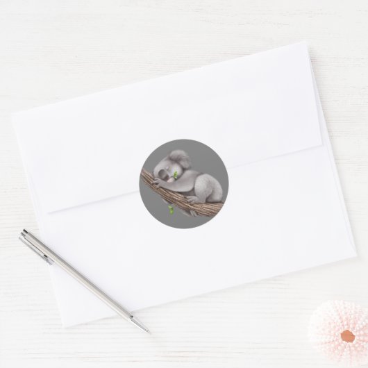 Love Koala Beren Ronde Sticker (Envelop)