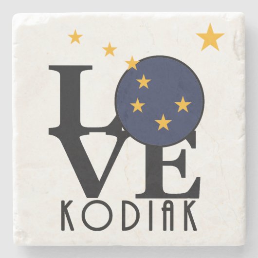 LOVE Kodiak Alaska Stenen Onderzetter (Voorkant)