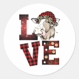 Love Koe kerstdesign Ronde Sticker