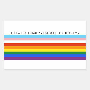 LOVE KOMT IN ALLE KLEUREN RECHTHOEKIGE STICKER