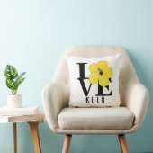 LOVE Kula Hawaii Yellow Hibiscus Kussen (Stoel)