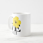 LOVE Kula Yellow Hibiscus 11oz Koffiemok (Voorkant links)