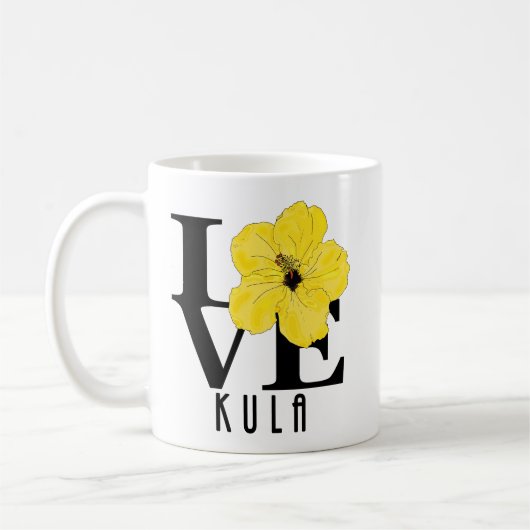 LOVE Kula Yellow Hibiscus 11oz Koffiemok (Links)