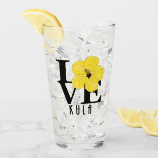 LOVE Kula Yellow Hibiscus Glas