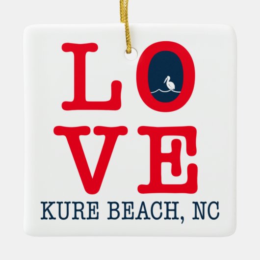 Love Kure Beach, NC Kerstmis Keramisch Ornament (Voorkant)