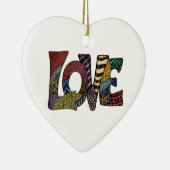 LOVE laat de wereld rondgaan Keramisch Ornament (Rechts)
