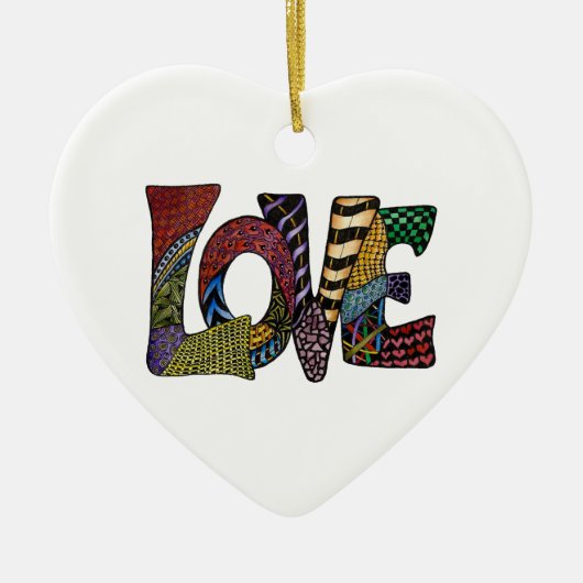 LOVE laat de wereld rondgaan Keramisch Ornament (Voorkant)