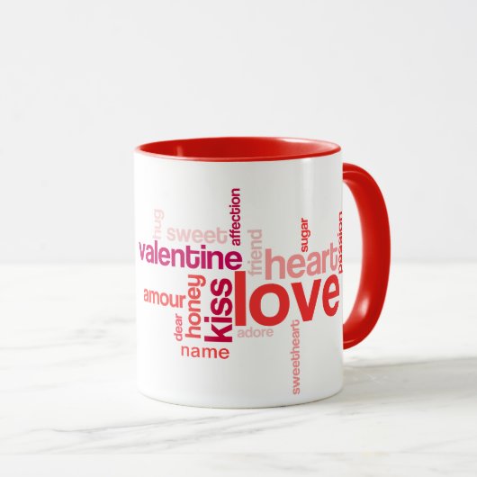 Love Label Cloud w/ Custom Name Mok (Voorkant rechts)