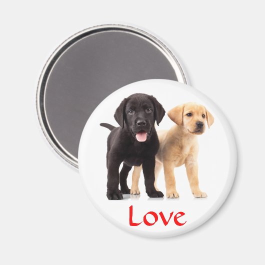 Love Labrador Retriever Puppies Koelkast Magnet (Voorkant / Achterkant)