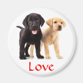 Love Labrador Retriever Puppies Koelkast Magnet (Voorkant)