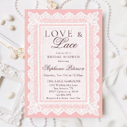 Love & Lace Vintage Blush Roze Bruiloft Borrel Uit Kaart