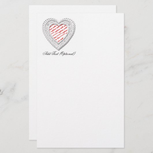 Love Laced Heart Shaped Photo Lijst Briefpapier (Voorkant / Achterkant)