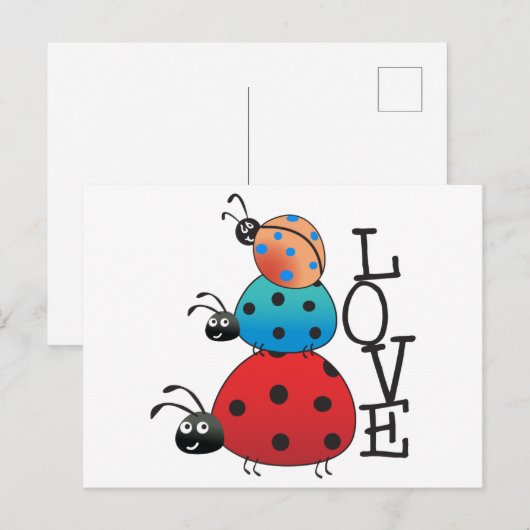 Love Ladybugs Briefkaart (Voorkant / Achterkant)