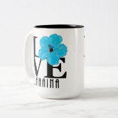 LOVE Lahaina Blue Hibiscus 15oz Tweekleurige Koffiemok (Voorkant links)