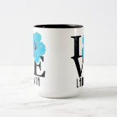 LOVE Lahaina Blue Hibiscus 15oz Tweekleurige Koffiemok (Center)