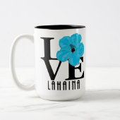 LOVE Lahaina Blue Hibiscus 15oz Tweekleurige Koffiemok (Links)