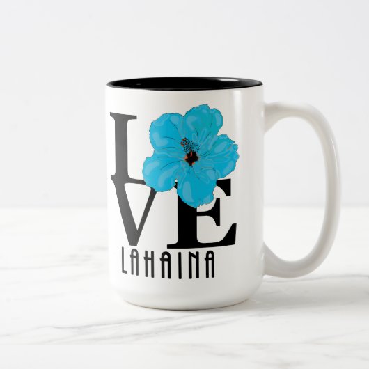 LOVE Lahaina Blue Hibiscus 15oz Tweekleurige Koffiemok (Rechts)