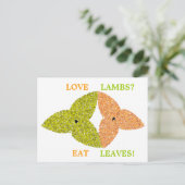 Love Lambs Eat Leaves Pro Vegetarian Briefkaart (Staand voorkant)
