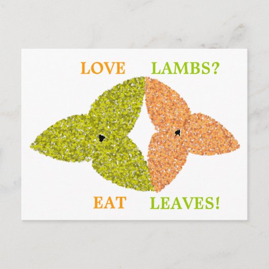 Love Lambs Eat Leaves Pro Vegetarian Briefkaart (Voorkant)