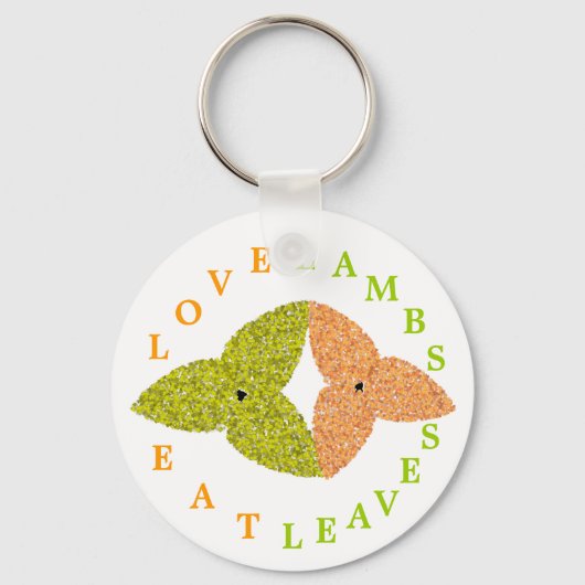 Love Lambs Eat Leaves Sleutelhanger (Voorkant)