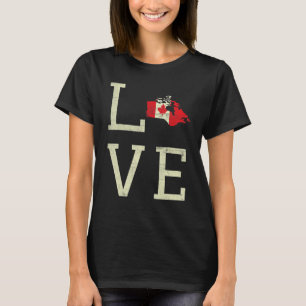 Love Land Map Canada Day Maple Proud Canadian Flag T-shirt